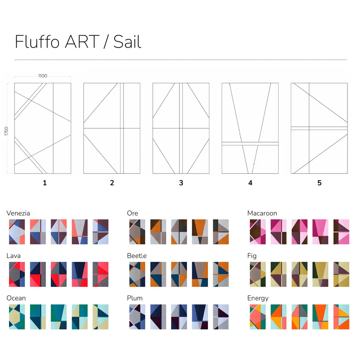 Acoustic Wall Art Panels SAIL 1 design and colour chart Decormania eu